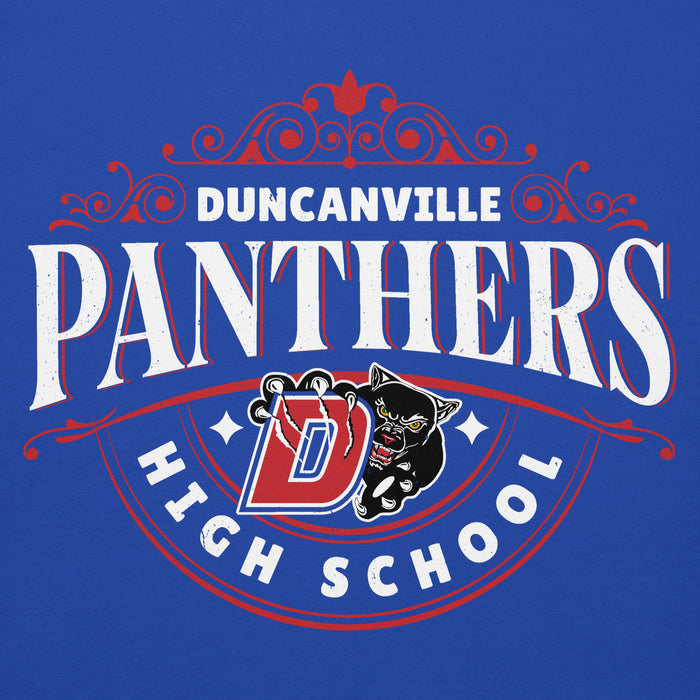Close-up view of Duncanville High School Panthers Royal Blue Premium Hoodie 211