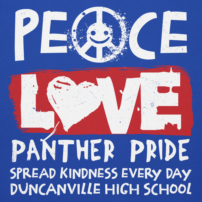 Close-up view of Duncanville High School Panthers Royal Blue Premium Hoodie 240