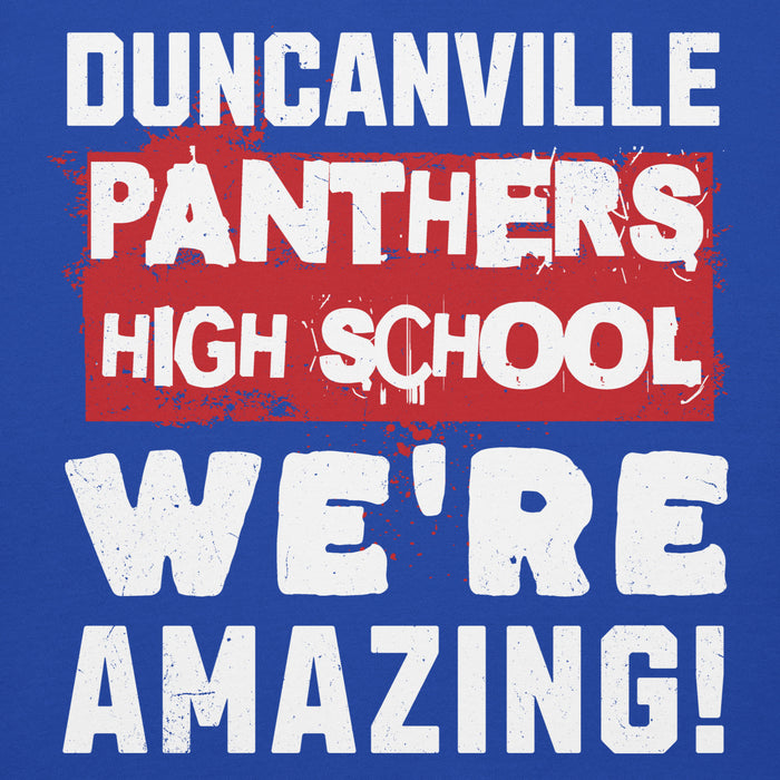 Close-up view of Duncanville High School Panthers Royal Blue Premium Hoodie 231