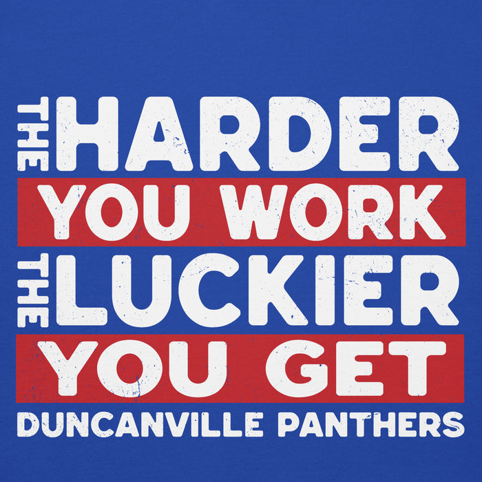 Close-up view of Duncanville High School Panthers Royal Blue Premium Hoodie 238