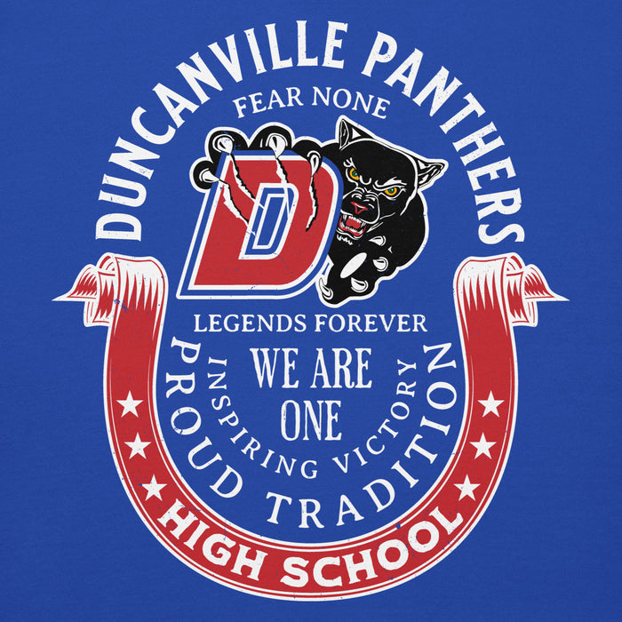 Close-up view of Duncanville High School Panthers Royal Blue Premium Hoodie 229