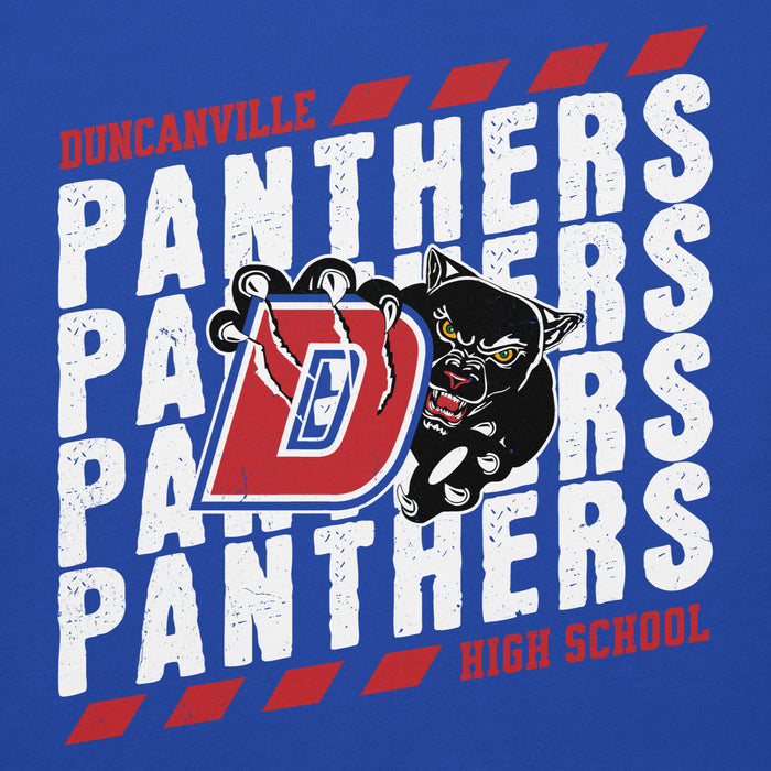 Close-up view of Duncanville High School Panthers Royal Blue Premium Hoodie 223