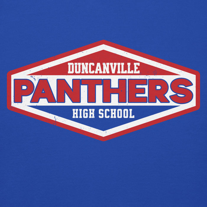 Close-up view of Duncanville High School Panthers Royal Blue Premium Hoodie 009