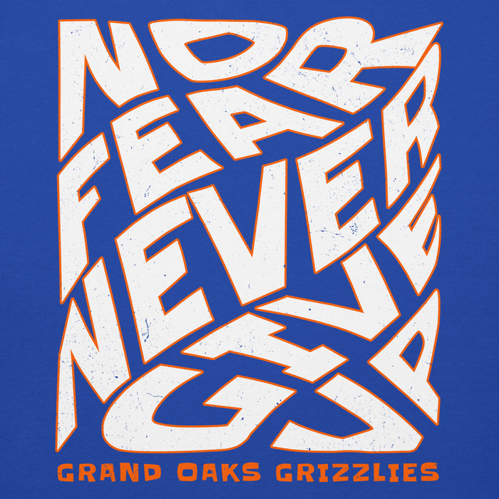 Close-up view of Grand Oaks High School Grizzlies Royal Blue Premium Unisex Hoodie 236