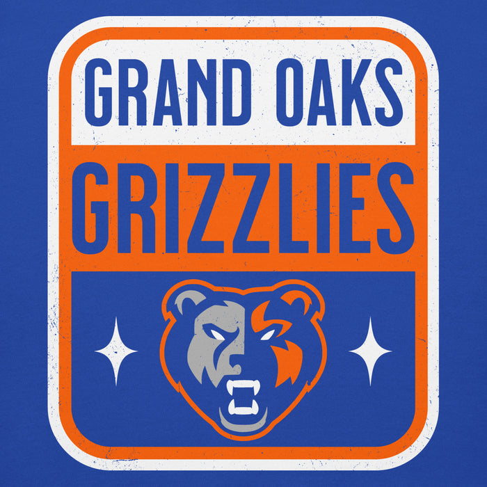 Close-up view of Grand Oaks High School Grizzlies Royal Blue Premium Unisex Hoodie 001