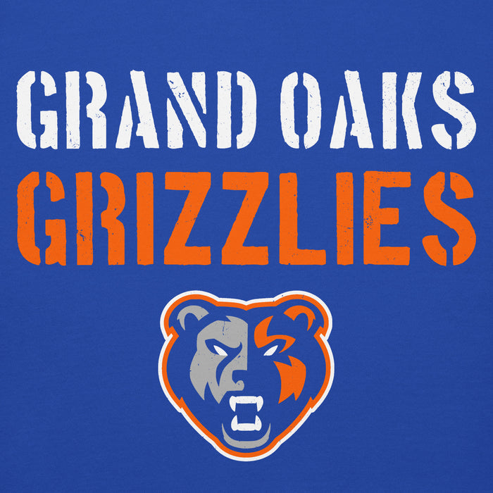 Close-up view of Grand Oaks High School Grizzlies Royal Blue Premium Unisex Hoodie 017