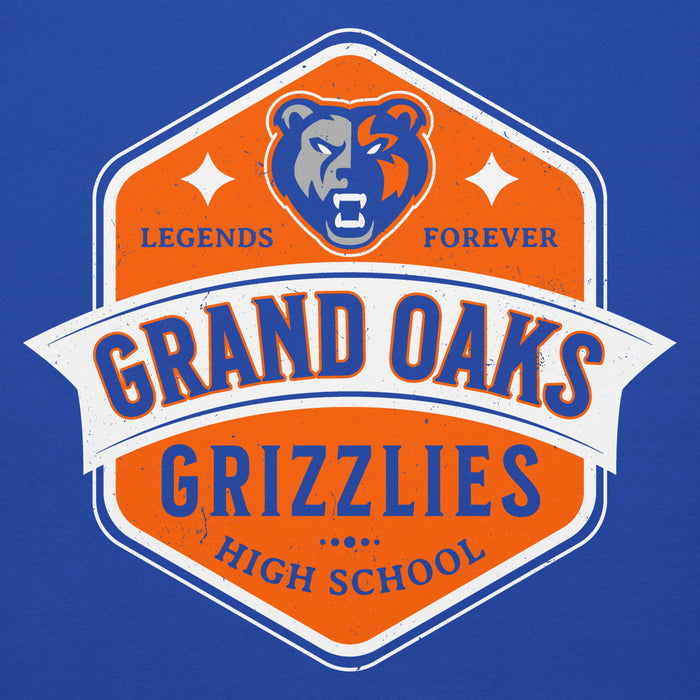 Close-up view of Grand Oaks High School Grizzlies Royal Blue Premium Unisex Hoodie 209