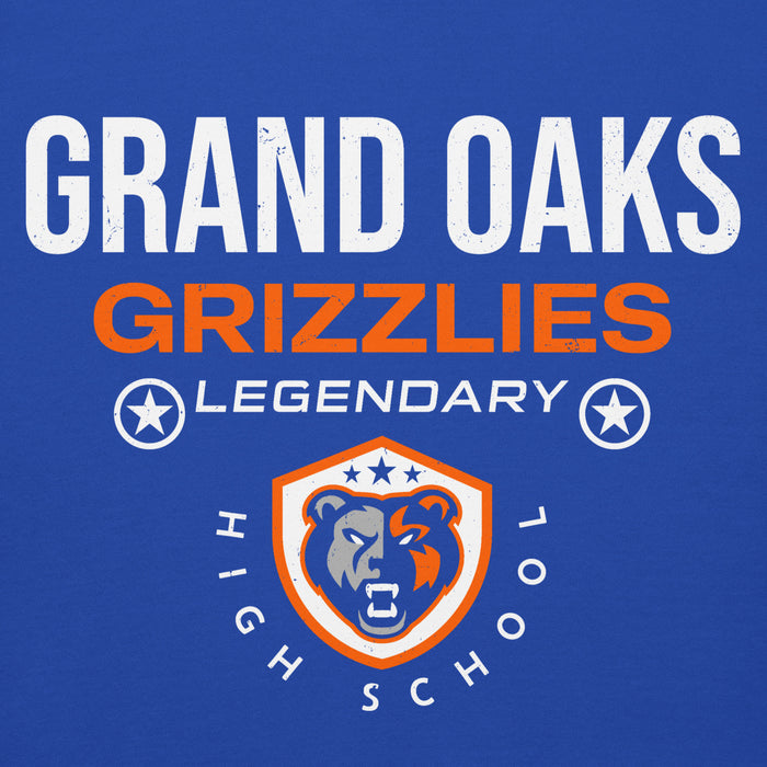 Close-up view of Grand Oaks High School Grizzlies Royal Blue Premium Unisex Hoodie 003