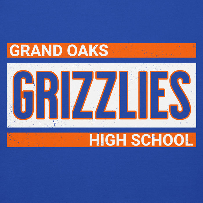 Close-up view of Grand Oaks High School Grizzlies Royal Blue Premium Unisex Hoodie 098