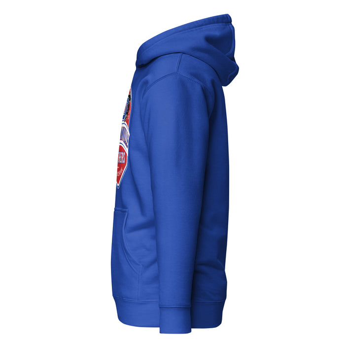 Side view of Duncanville High School Panthers Royal Blue Premium Hoodie 209