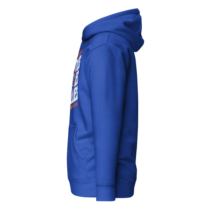 Side view of Grand Oaks High School Grizzlies Royal Blue Premium Unisex Hoodie 223