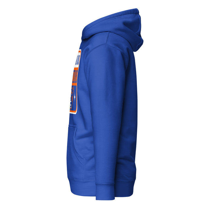 Side view of Grand Oaks High School Grizzlies Royal Blue Premium Unisex Hoodie 001