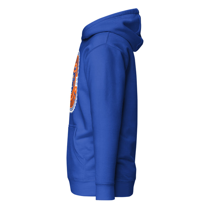 Side view of Grand Oaks High School Grizzlies Royal Blue Premium Unisex Hoodie 203