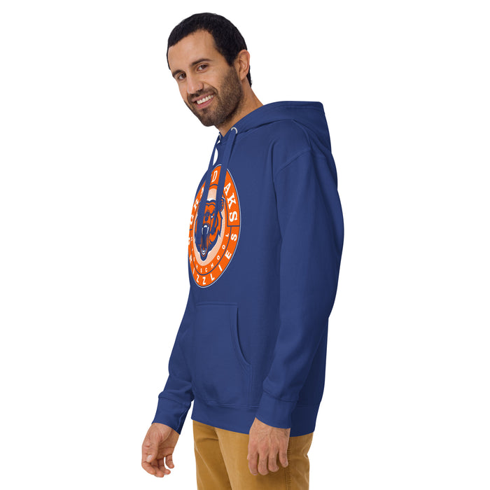 Man wearing a Grand Oaks High School Grizzlies Premium Royal Hoodie 02