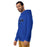 Man wearing Hebron High School Hawks Royal Blue Premium Unisex Hoodie 222