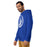 Man wearing St. Frederick High School Warriors Royal Blue Premium Unisex Hoodie 220