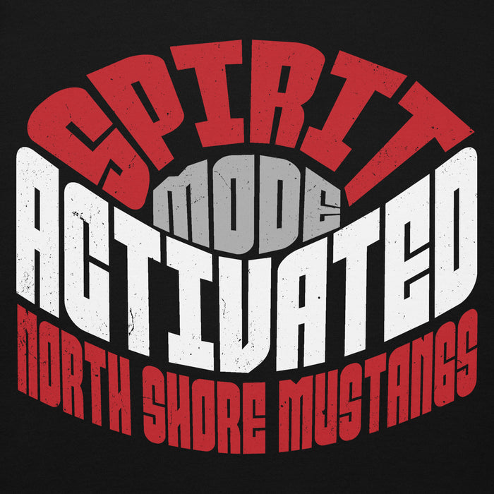 Close-up view of North Shore High School Mustangs Black Premium Unisex Hoodie 242