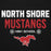 Close-up view of North Shore High School Mustangs Black Premium Unisex Hoodie 003
