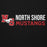 Close-up view of North Shore High School Mustangs Black Premium Unisex Hoodie 200
