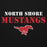 Close-up view of North Shore High School Mustangs Black Premium Unisex Hoodie 017
