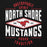 Close-up view of North Shore High School Mustangs Black Premium Unisex Hoodie 210