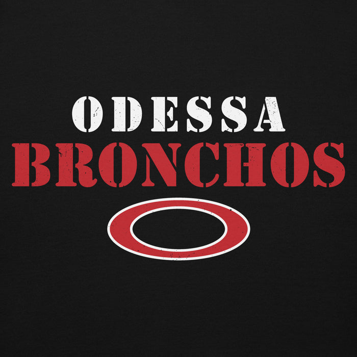 Close-up view of Odessa High School Bronchos Black Premium Unisex Hoodie 017