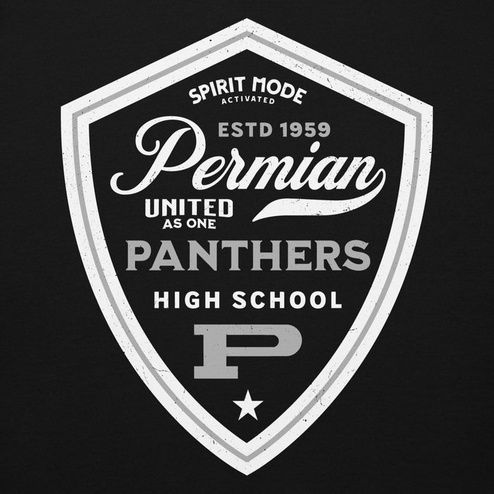 Close-up view of Permian High School Panthers Black Premium Unisex Hoodie 225