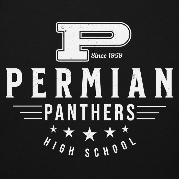 Close-up view of Permian High School Panthers Black Premium Unisex Hoodie 217