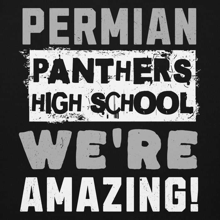 Close-up view of Permian High School Panthers Black Premium Unisex Hoodie 231
