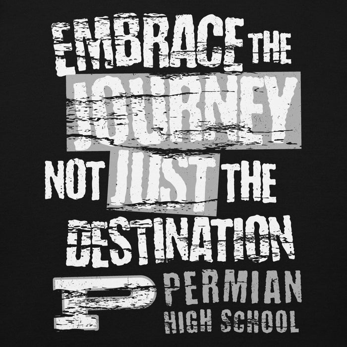 Close-up view of Permian High School Panthers Black Premium Unisex Hoodie 232