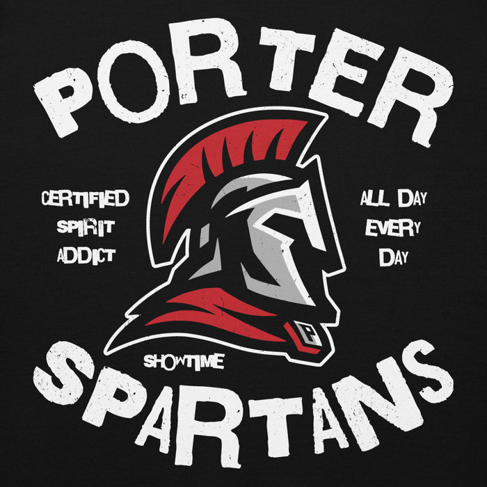 Porter Spartans logo with helmet design on a black background - premium hoodie design 228