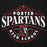 Porter Spartans High School logo with red and white text on a black background - premium hoodie design 211