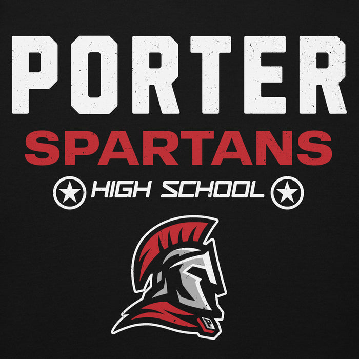 Close-up view of Porter High School Spartans Black Premium Unisex Hoodie 003