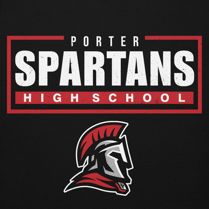Close-up view of Porter High School Spartans Black Premium Unisex Hoodie 049