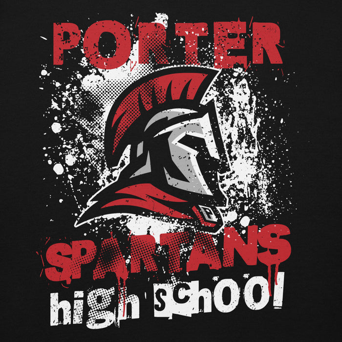 Porter Spartans high school logo with a Spartan helmet on a black background - premium hoodie design 205