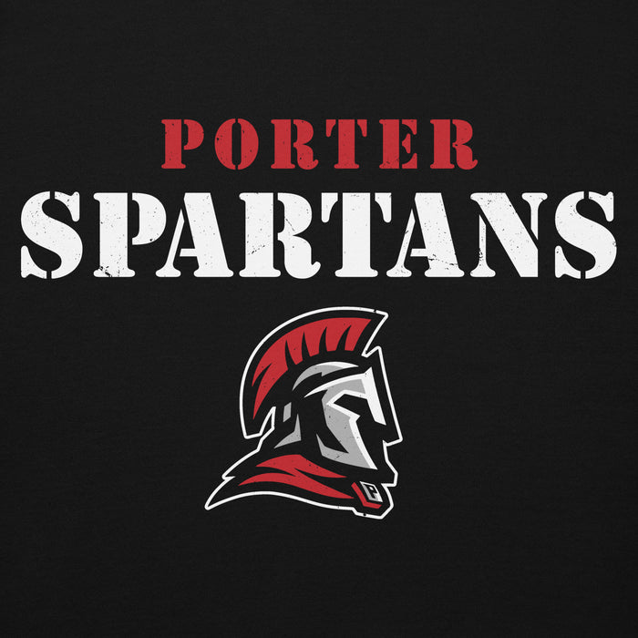 Close-up view of Porter High School Spartans Black Premium Unisex Hoodie 017