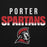 Close-up view of Porter High School Spartans Black Premium Unisex Hoodie 024