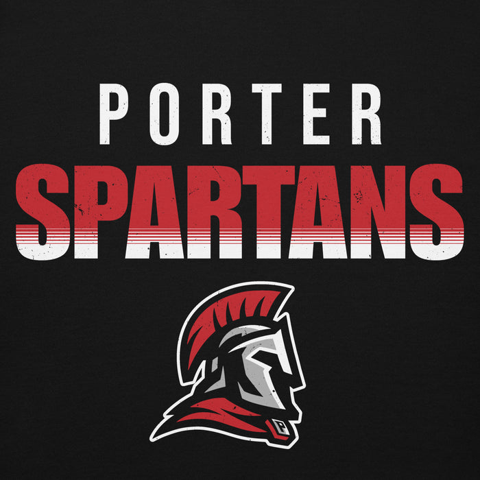 Close-up view of Porter High School Spartans Black Premium Unisex Hoodie 024