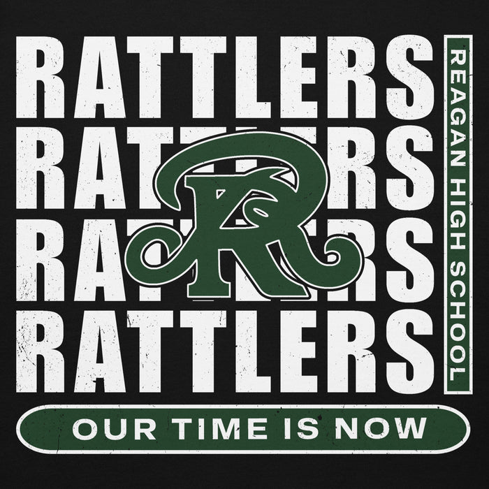 Close-up view of Reagan High School Rattlers Black Premium Unisex Hoodie 235