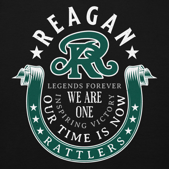 Close-up view of Reagan High School Rattlers Black Premium Unisex Hoodie 229