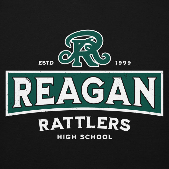 Close-up view of Reagan High School Rattlers Black Premium Unisex Hoodie 202