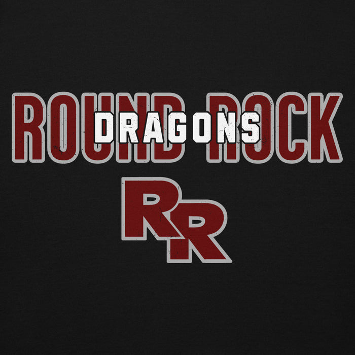 Close-up view of Round Rock High School Dragons Black Premium Unisex Hoodie 227