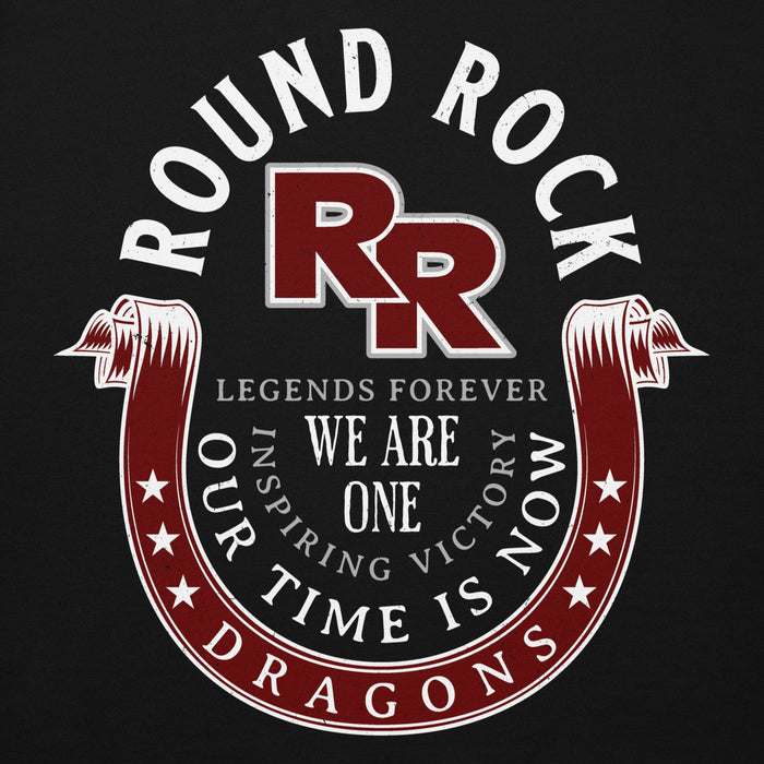 Close-up view of Round Rock High School Dragons Black Premium Unisex Hoodie 229