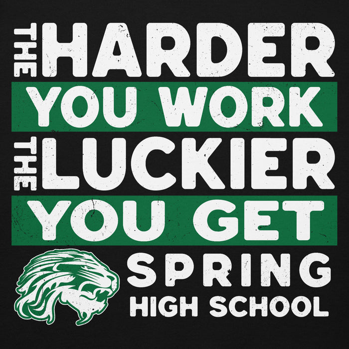 Close-up view of Spring High School Lions Black Premium Unisex Hoodie 238