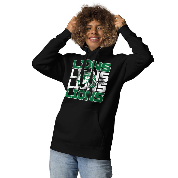 Woman wearing Spring High School Lions Black Premium Unisex Hoodie 233