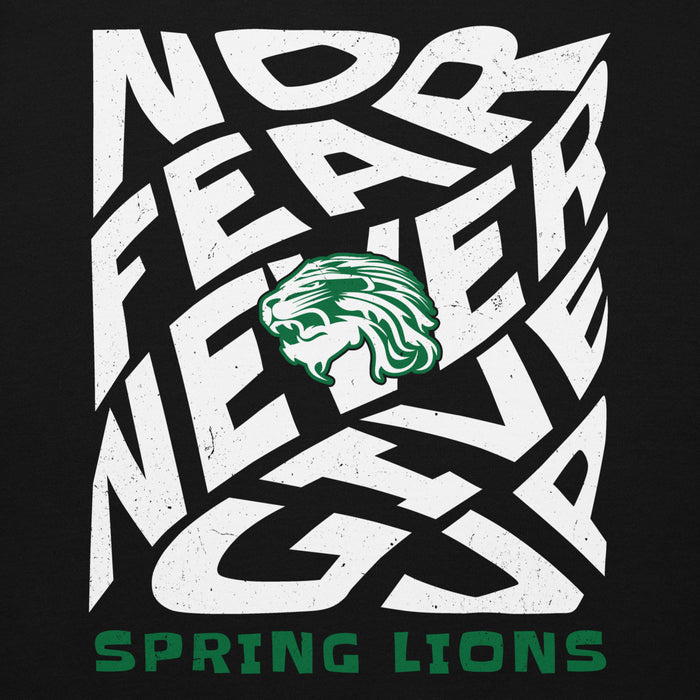 Close-up view of Spring High School Lions Black Premium Unisex Hoodie 236