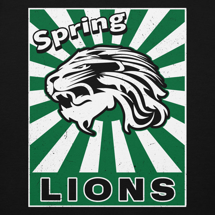 Close-up view of Spring High School Lions Black Premium Unisex Hoodie 226