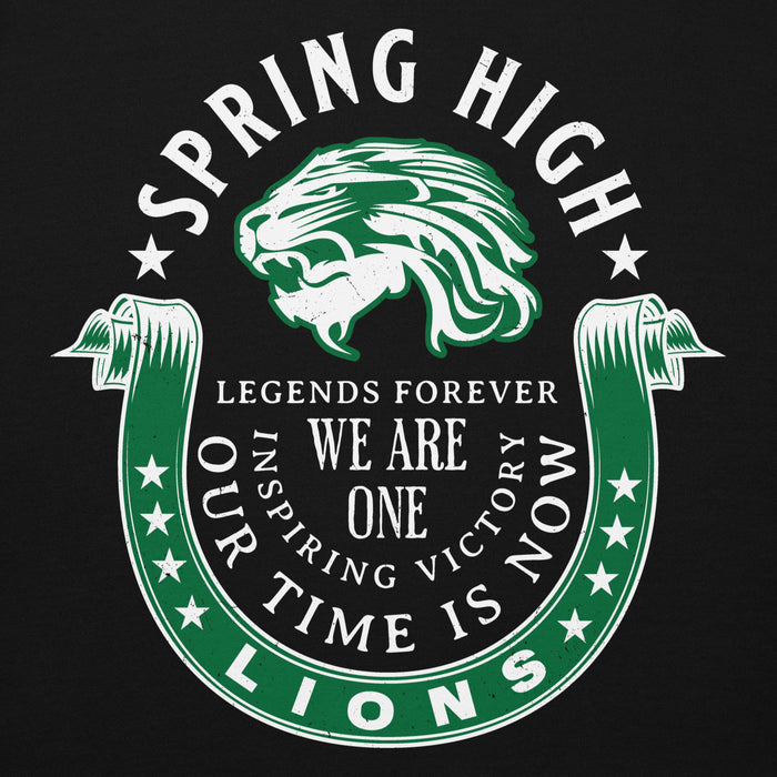 Close-up view of Spring High School Lions Black Premium Unisex Hoodie 229