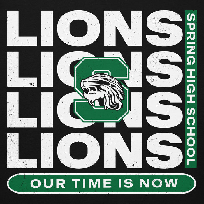 Close-up view of Spring High School Lions Black Premium Unisex Hoodie 235