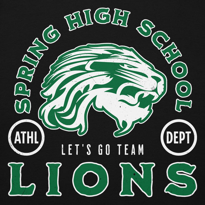Close-up view of Spring High School Lions Black Premium Unisex Hoodie 208